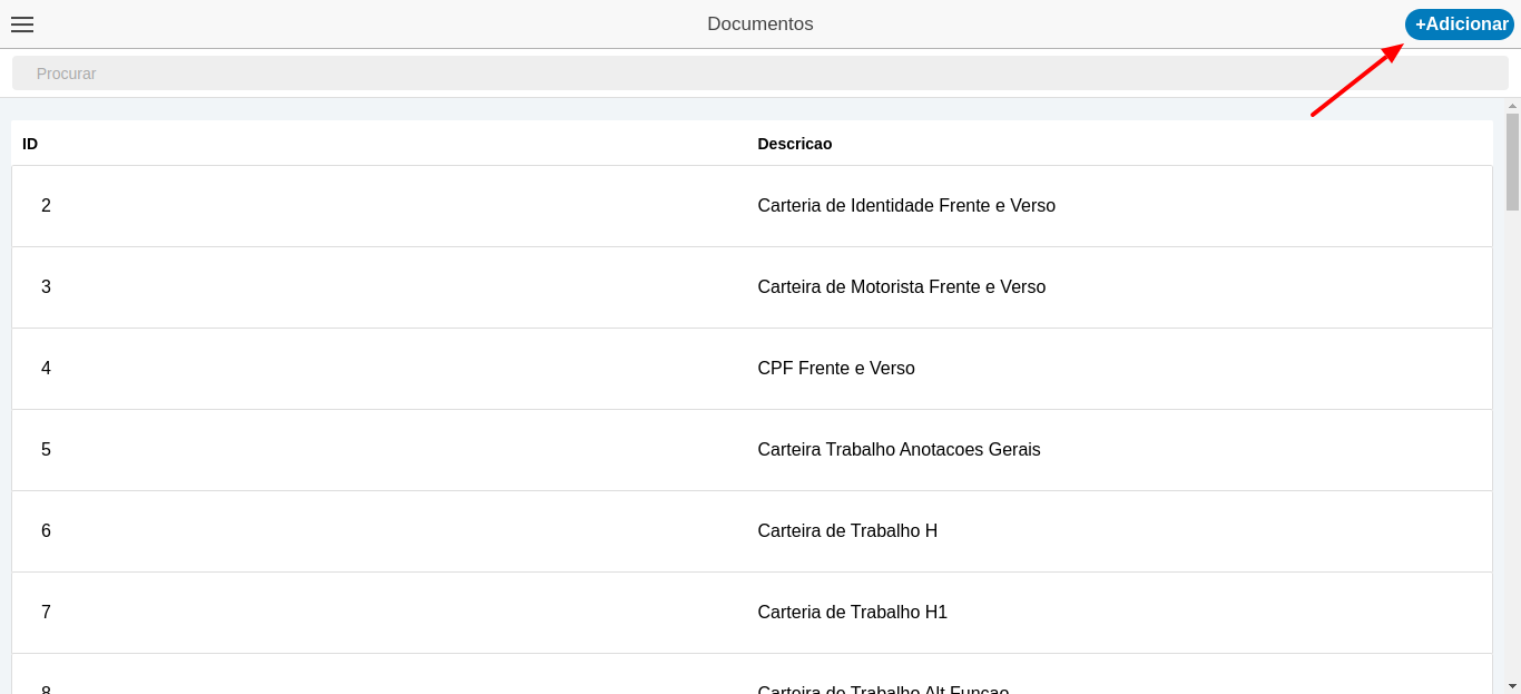 botao adicionar documento