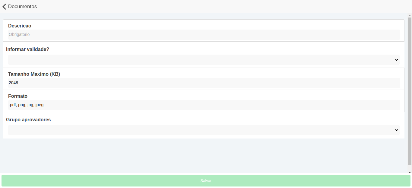 Campos adicionar documento