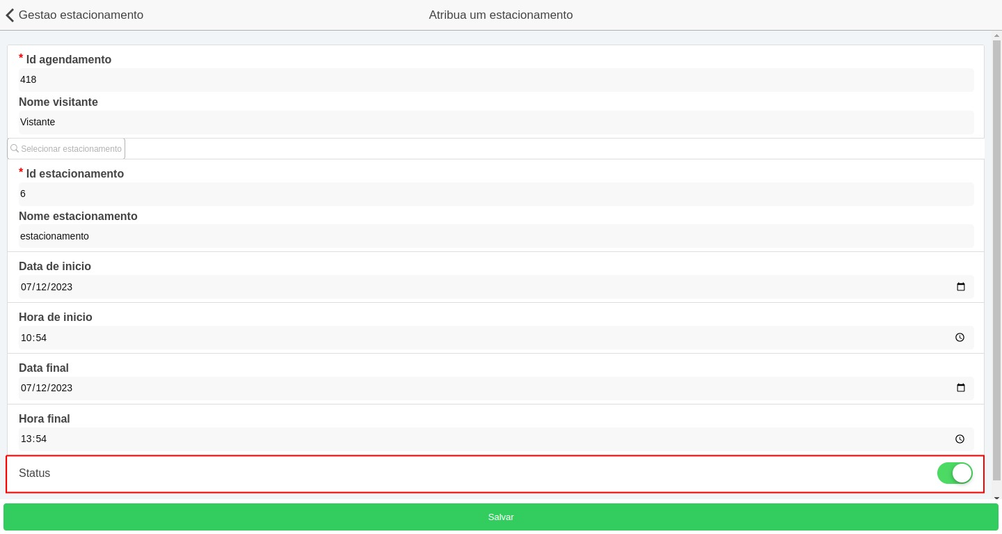 Cancelar Reserva de Vaga