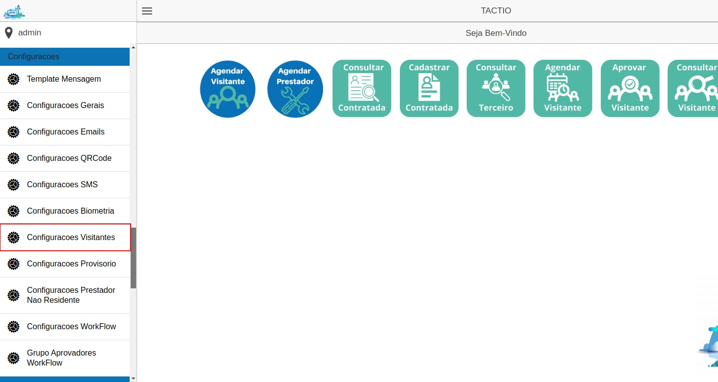 Configurações visitante