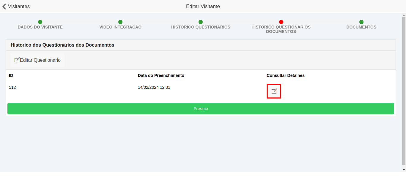 Detalhes Questionário de documentos