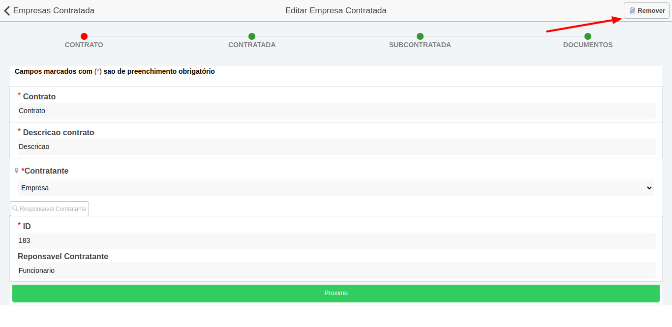 Remover empresa contratada