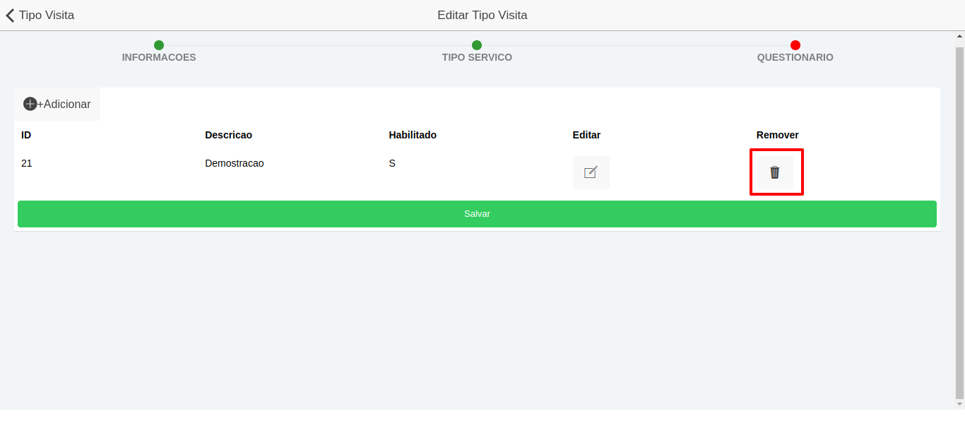 Remover questionário