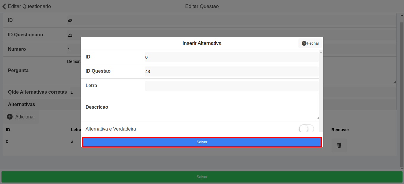 Adicionar alternativa