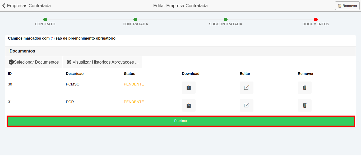Salvar empresa contratada