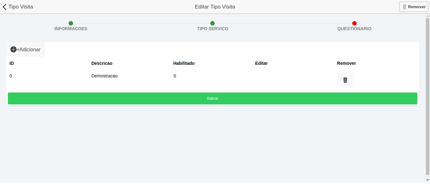 Salvar questionário